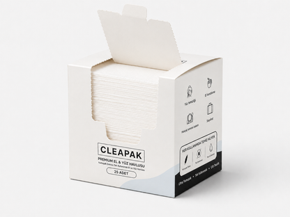 CLEAPAK Premium Tek Kullanımlık Havlusu 20x20 cm | 25 Adet